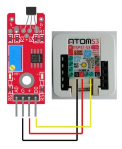 Schematische Skizze der Verbindung von Sensor Breakout und AtomS3